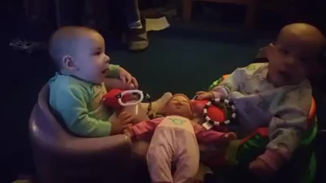 The babies first fight. Wait for it...
