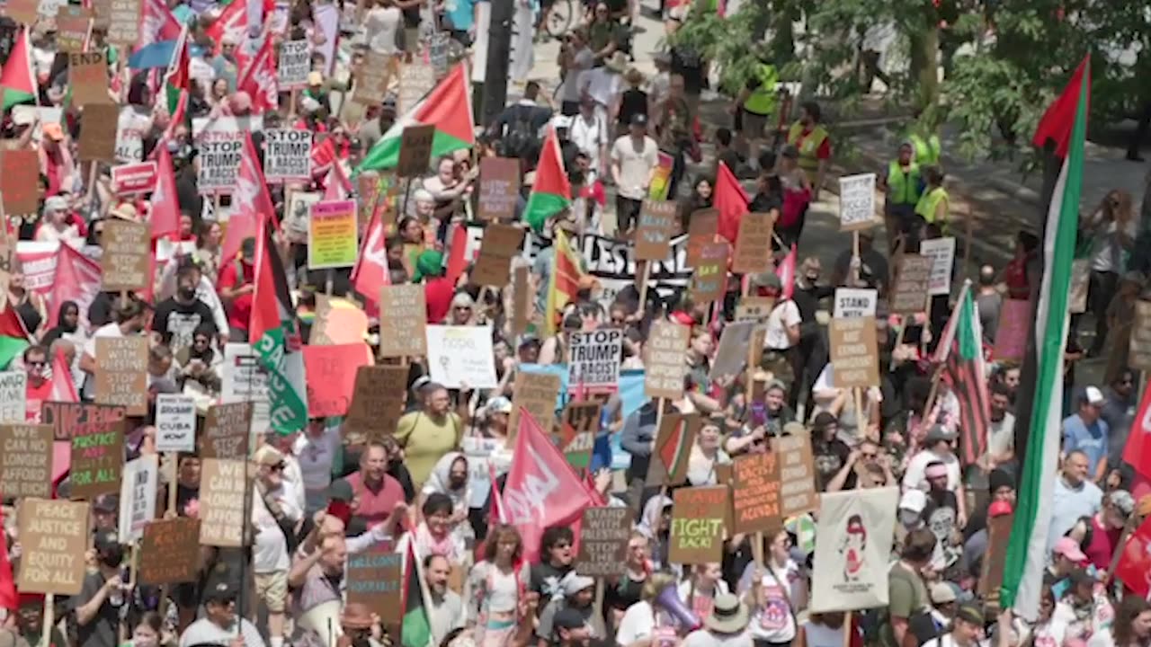 As the Republican National Convention kicked off, protesters marched towar