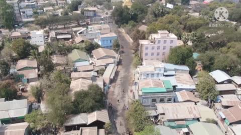 Drone footage of Myanmar Military crackdown Monywa Protest