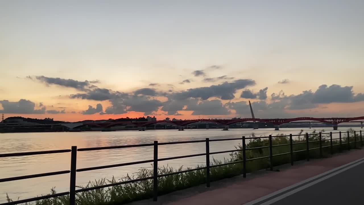 Bicycle running by the river.