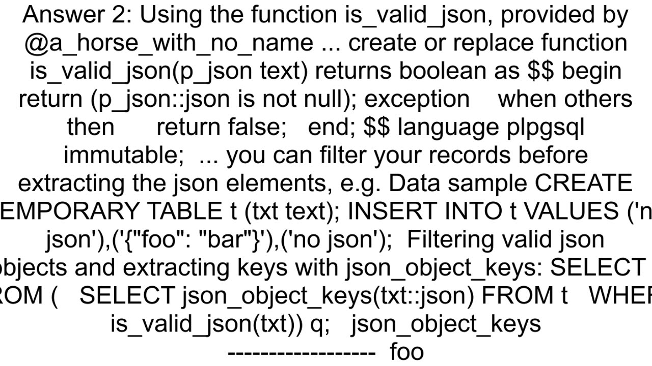 Check is data in field a valid JSON