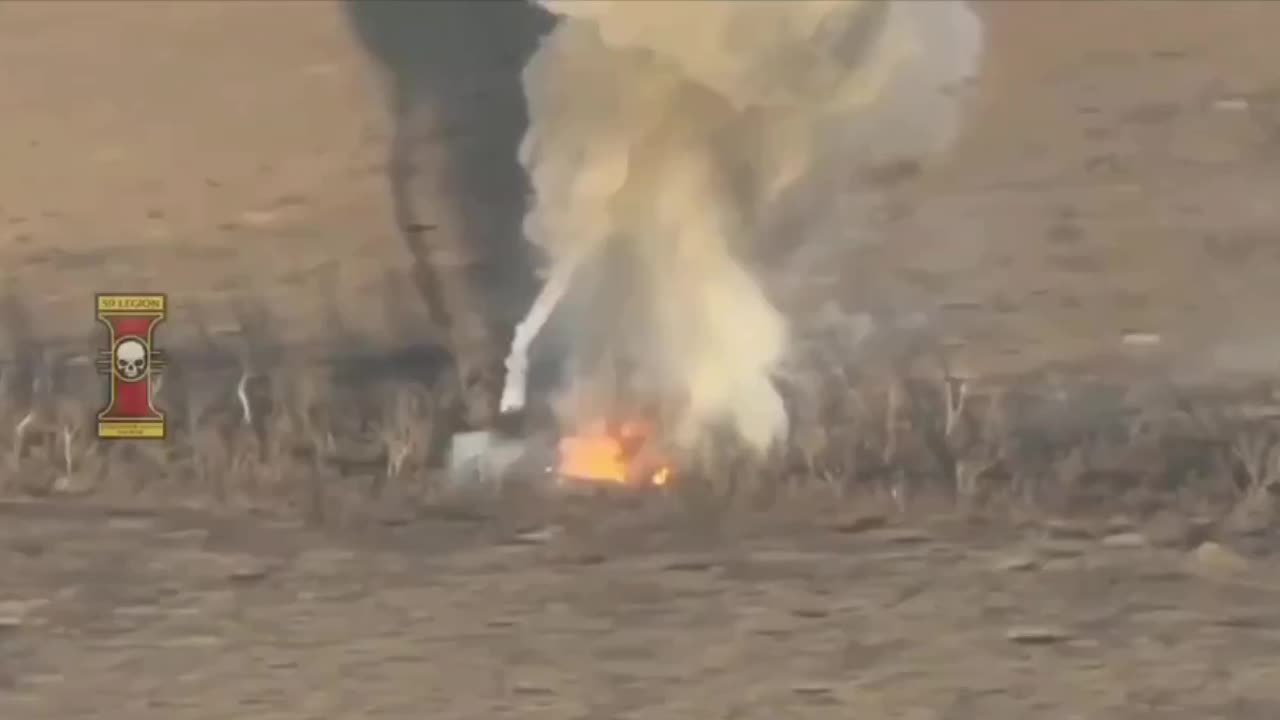 Russian Tank Hit by an RPG Drone Detonates