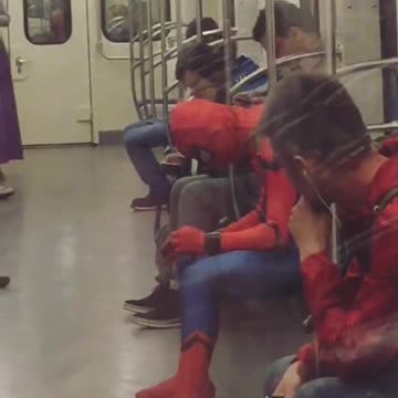 Sad subway spiderman