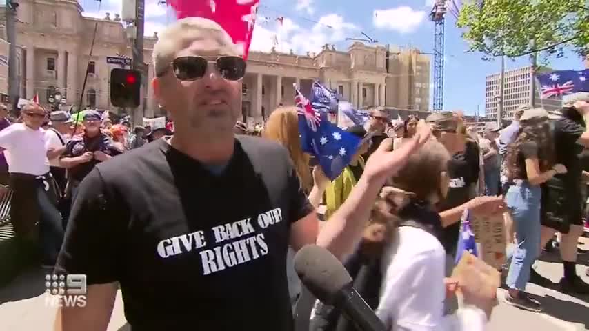 Honest reported for channel nine news: Vaccine Freedom Marches Australia