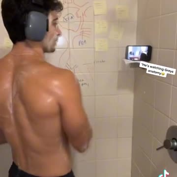 he needs a shower but has a med school test in 2 hrs