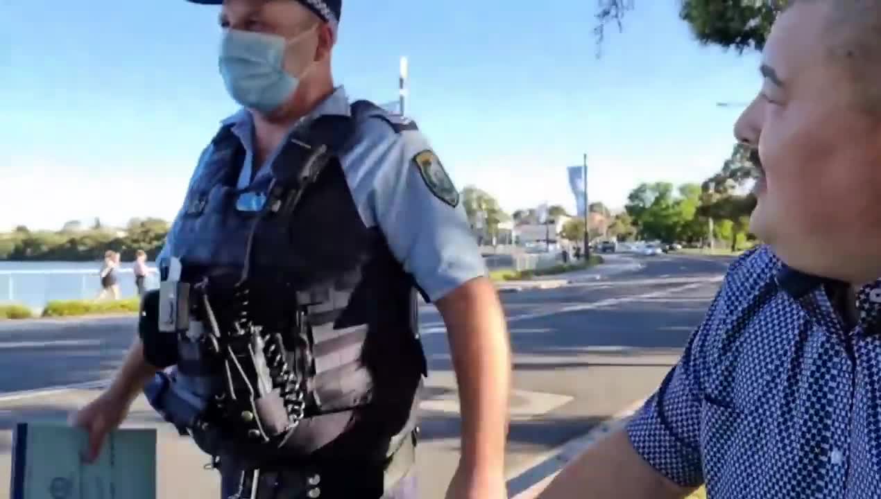 Leading Constable Kingston threatening the Aussie Cossack