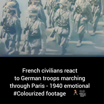 French civilians react German troops marching through Paris 1940 emotional #Colourized