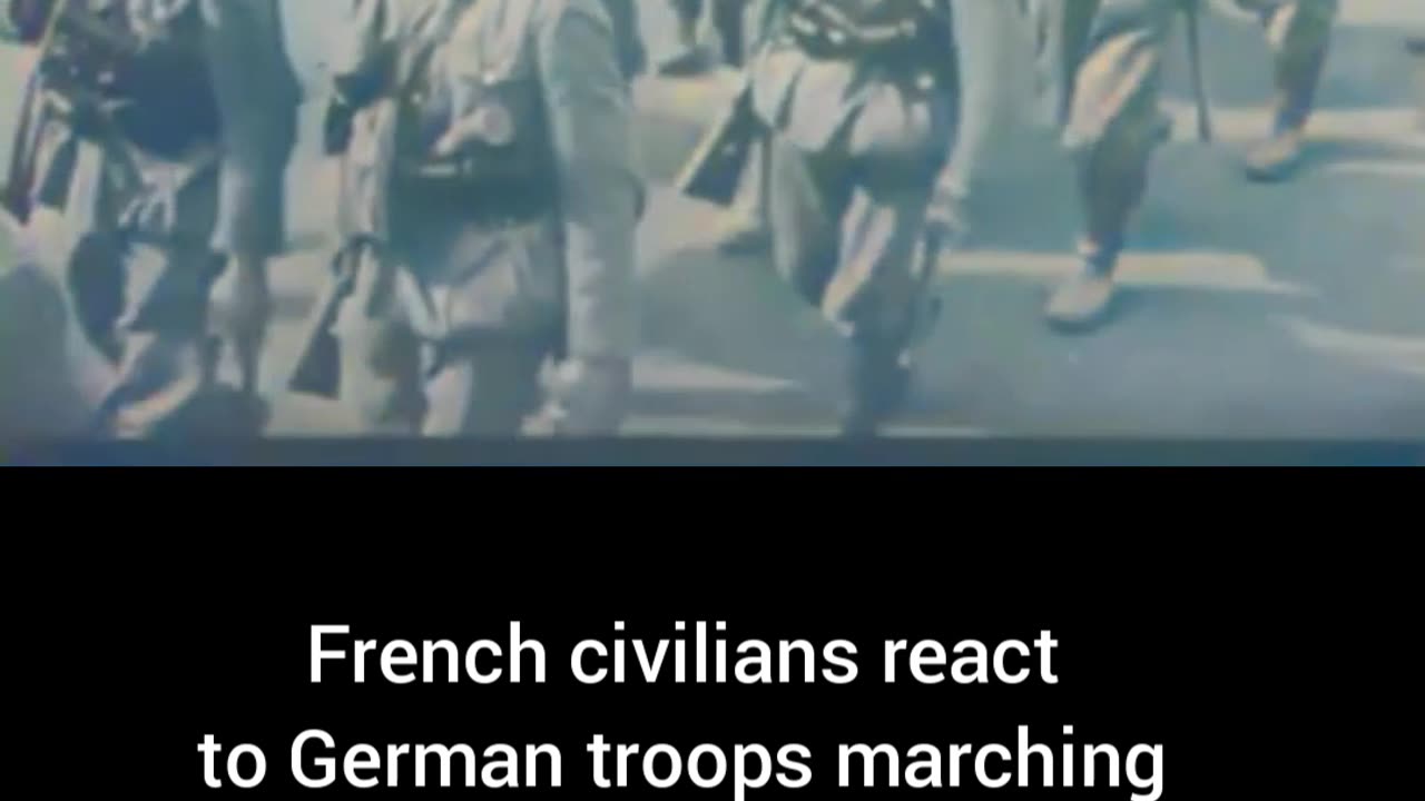 French civilians react German troops marching through Paris 1940 emotional #Colourized