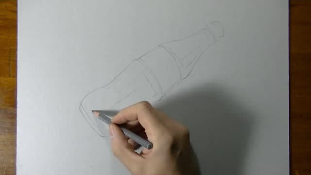 Draw the outline of the coke bottle