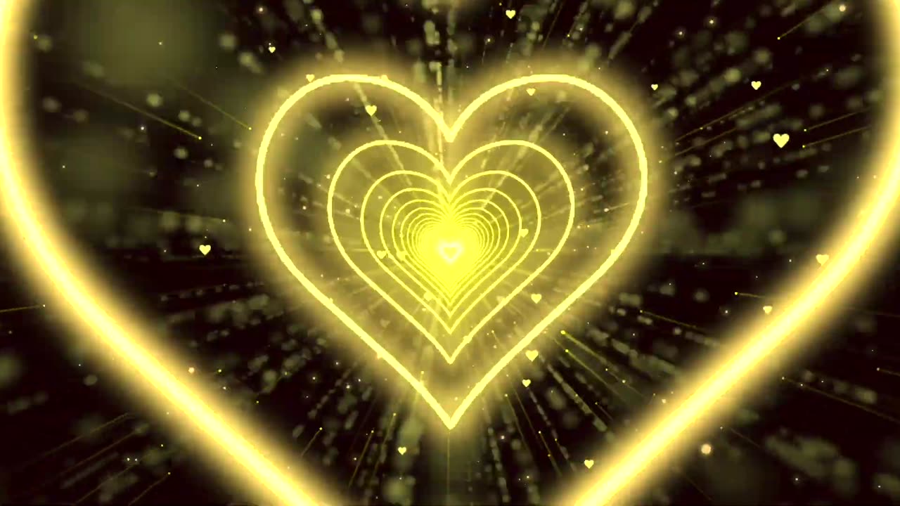 560. Heart Tunnel Background💛Yellow Neon Heart Background Heart Heart