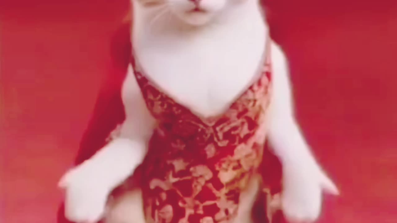 Cute cat dance with entertainment/cat fun/cat movement dance