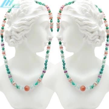 Natural turquoise free-shape beads and jasper roundle beads Milky Blue Aquamarine05