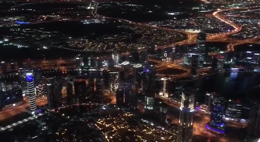 The night view from the highest peak of burj khalifa