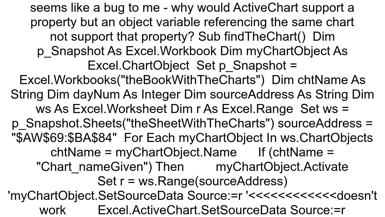 Excel 2010 VBA ActiveChartSetSourceData Failed