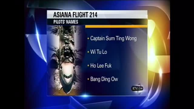 Fake pilot names, Asiana flight crash