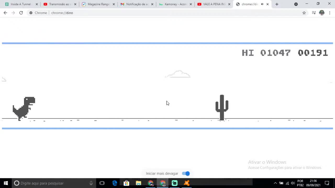 chrome jogo dino passando fase pt1