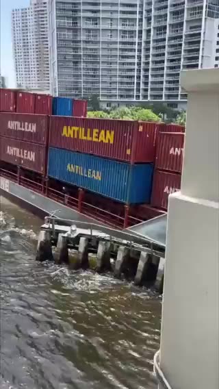 Antillean Line vessel collided with obstruction near the Brickell Avenue Bridge in Miami, Florida.