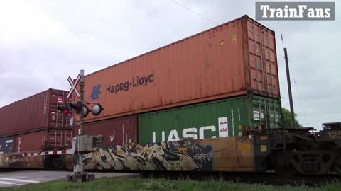 TRAIN 148 - CN 5605 & CN 8012 Engines Intermodal Train Eastbound In Ontario