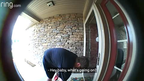 Man & His Dog Say Hi To "Mom" Through Their Ring Video Doorbell While She's At Work