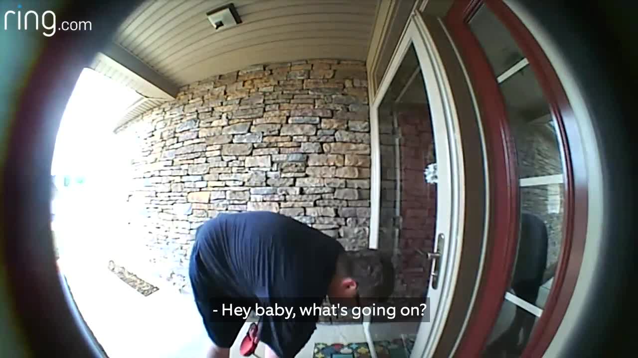 Man & His Dog Say Hi To "Mom" Through Their Ring Video Doorbell While She's At Work