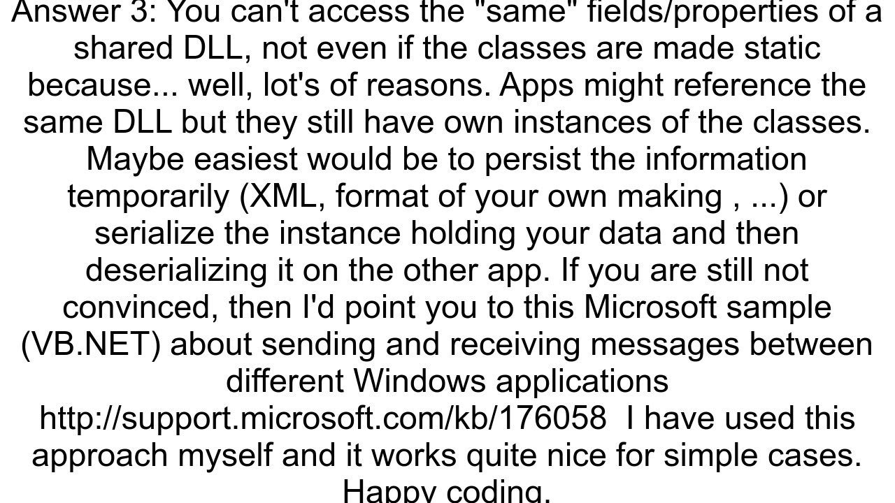 How to share or persist data between different executables