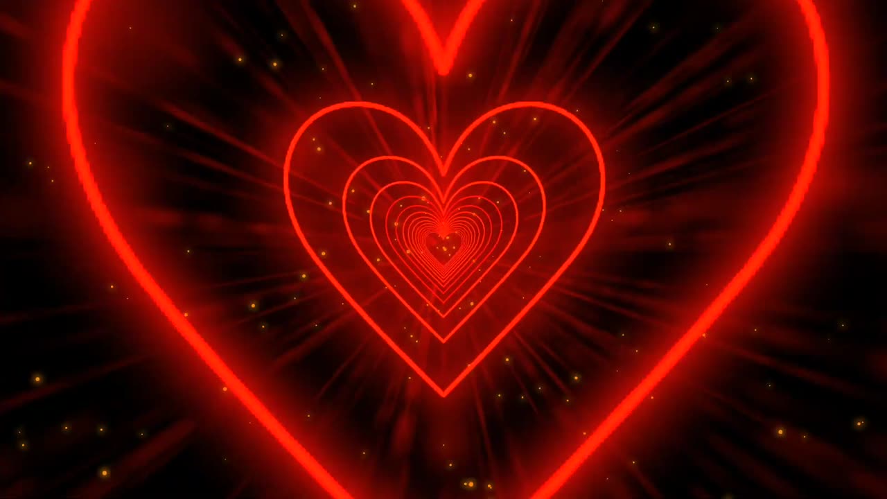 018. Heart Tunnel❤️Red Heart Background Neon Heart Background Video
