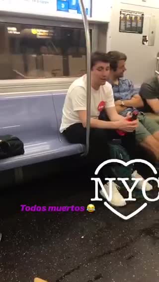 Everyone asleep on subway train