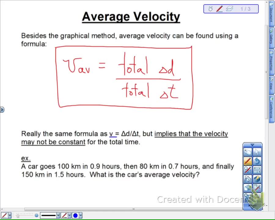 Average Velocity Equation Lesson