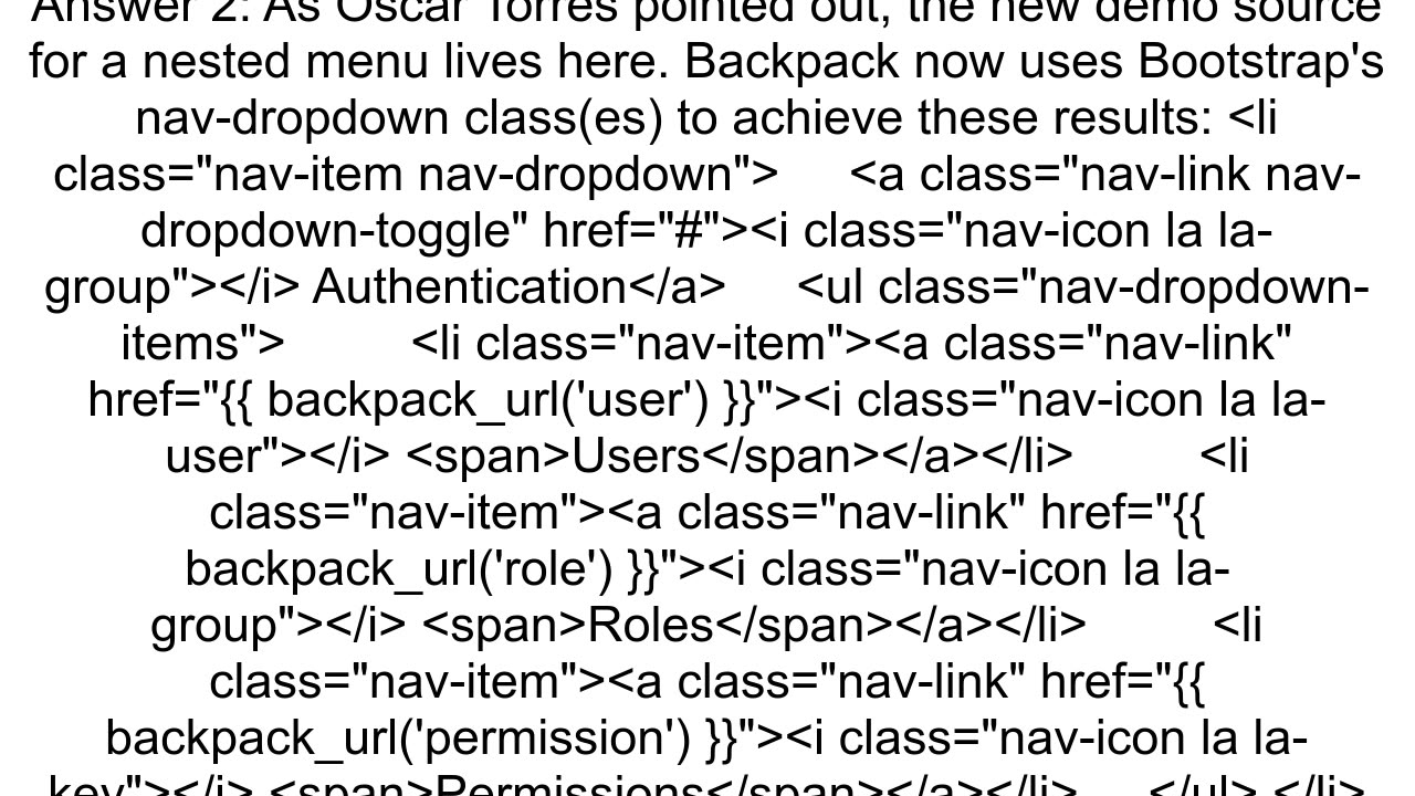 Dropdown Sidebar Menu Items in Laravel Backpack