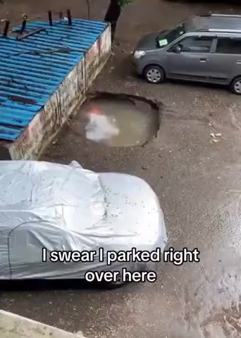 When you park your car in a parking lot and it sinks