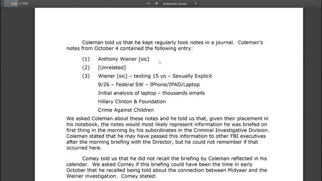 8/22/20 Comey FBI files Clinton 5 Folders Crime Children