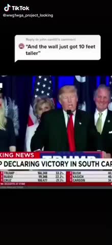 The wall just got 10feet taller said Trump