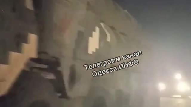 Ukrainian S-300 SAM on the move at night in Odesa
