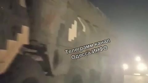 Ukrainian S-300 SAM on the move at night in Odesa