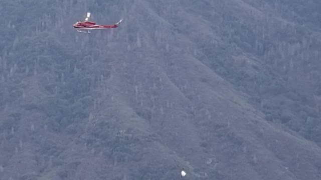Helicopter taking supplies up into Sequoia National Park