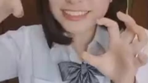 Cute girl act like anime