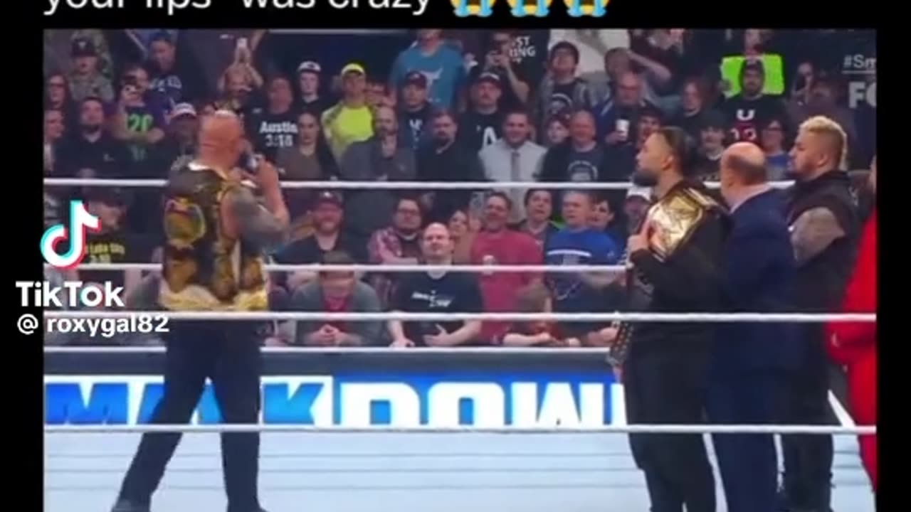 The Rock is a Heel to the Fatty in First Row