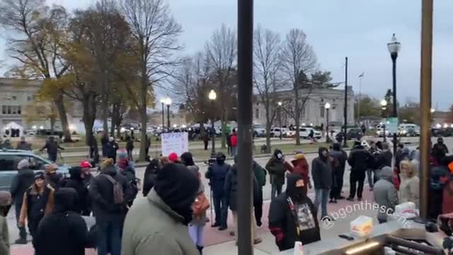 Chants of “9, 10, 11, f*** 12” outside the courthouse as the jury departs