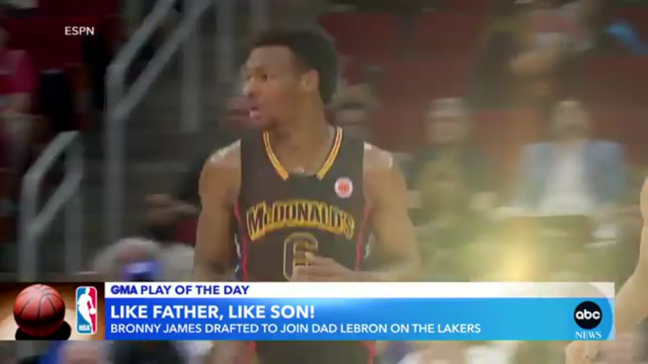 LA Lakers draft Bronny James ABC News
