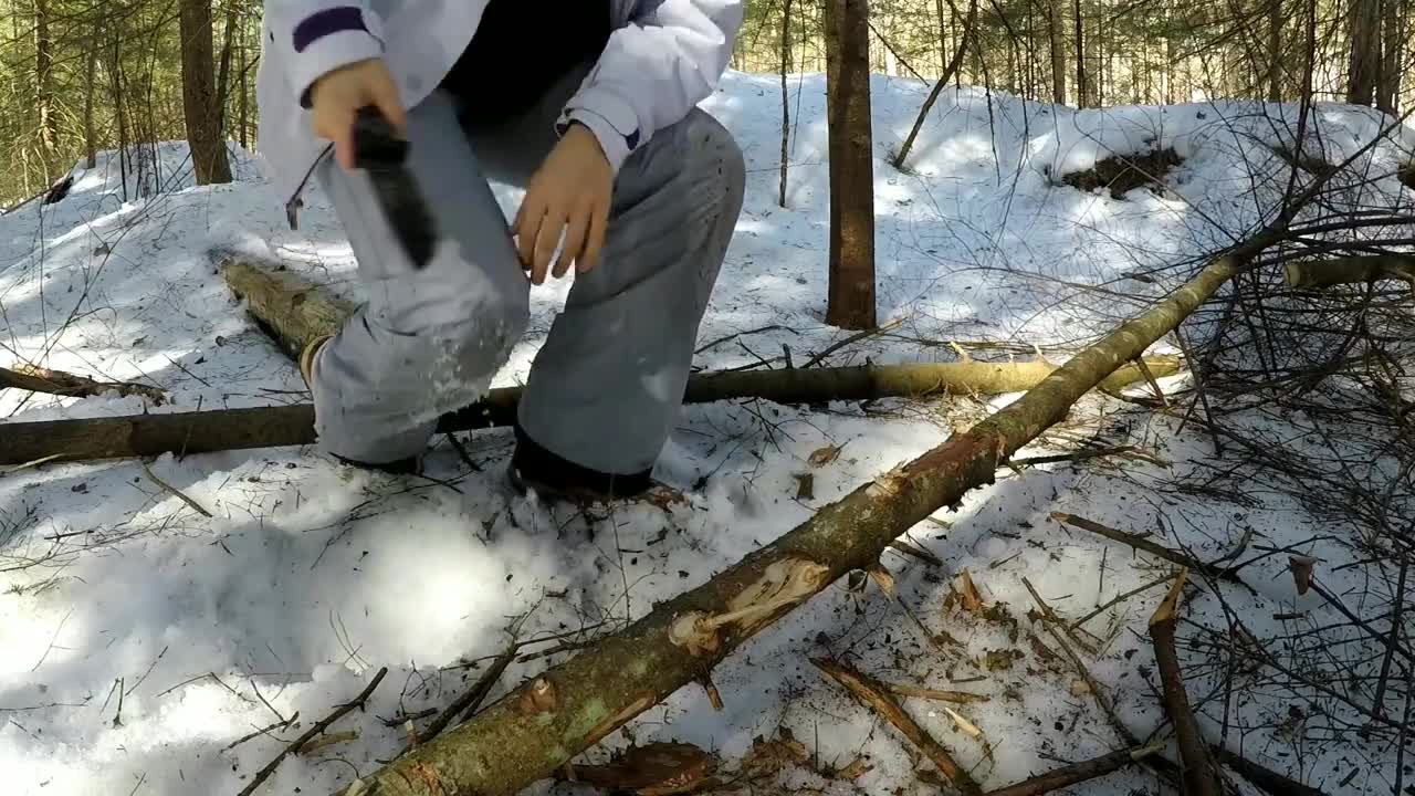 Solo Winter Bushcraft: Overnight in an Elevated Shelter-10