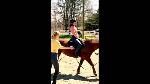 Helping to teach horse riding by walking / 2 part