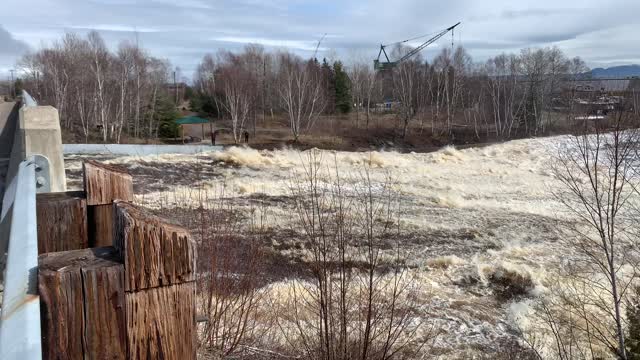 Spring run off fast moving river