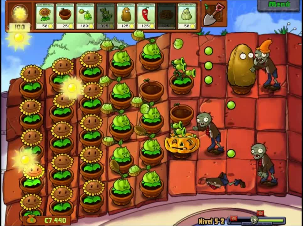 Plants vs Zombies Aventura Tejado Nivel 5 2