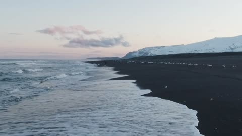 Volcanic sand beach