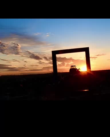 photo frame sunset tractor