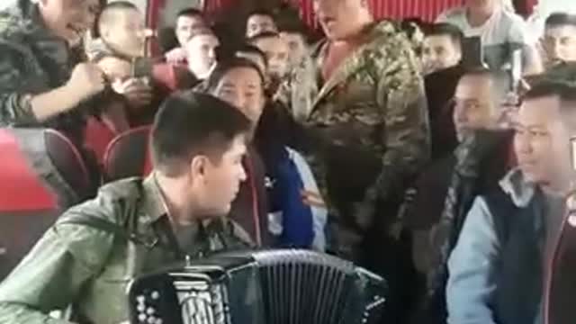 Patriotic songs sings by soldiers somewhere in russia