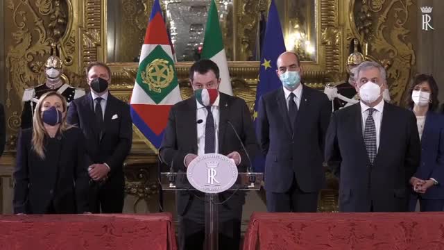 Matteo Salvini (Lega), dichiarazione del centro-destra dopo le consultazioni, 29/1/21