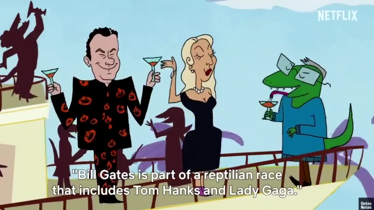 Bill Gates and Lady Gaga discuss being part of a reptilian race alongside Tom Hanks