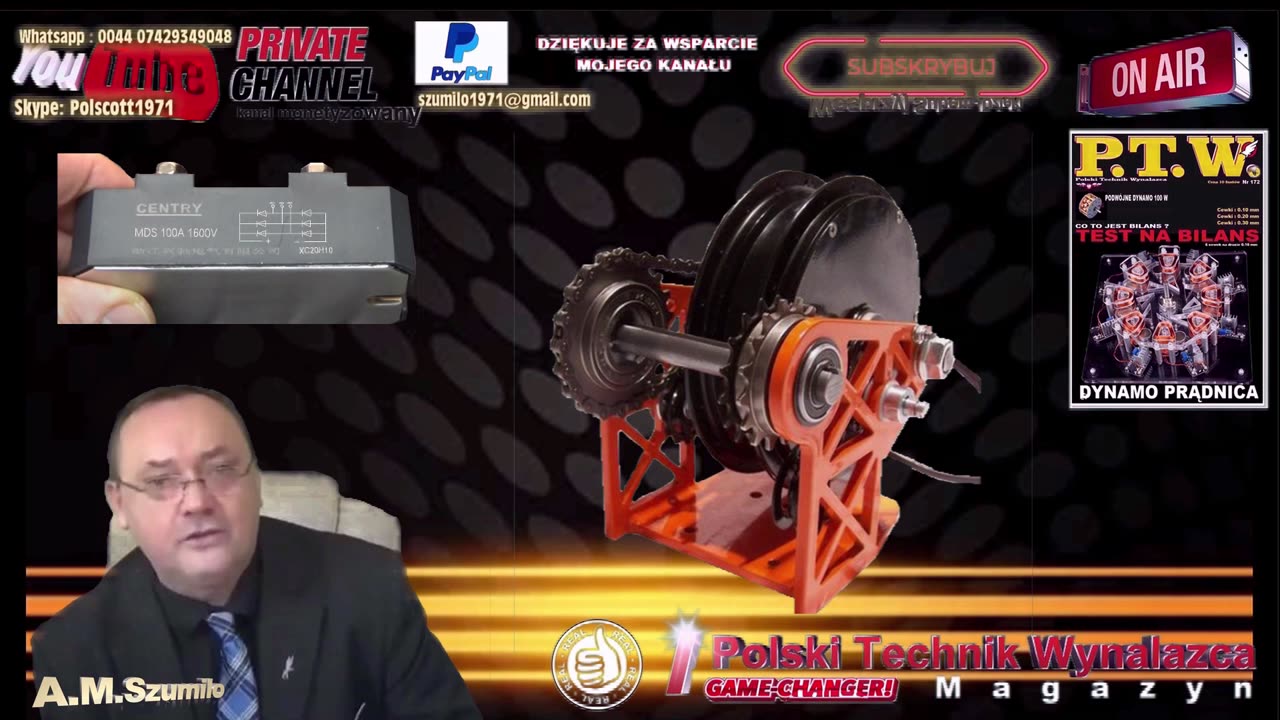 WOLNA ENERGIA : DARMOWA ENERGIA : DYNAMO ZE SKUTERA DLA TURBINY RZECZNEJ / 36 V / HYDRO ENERGY