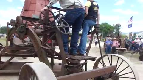 Adams 14 Pull Grader pulled by Andy Troutwine's Case Steam Engine